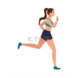 女跑步者，女运动服慢跑者，女白