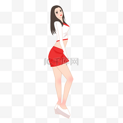 跳舞的红色短裙女孩韩国女团人物
