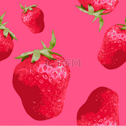 手绘小甜点图片_矢量无缝模式草莓、 矢量图