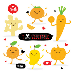 蔬菜卡通南瓜图片_蔬菜和水果卡通可爱集的姜南瓜芒