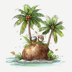 海边夏日度假椰子树