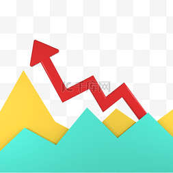 钱符号图片_3d红色箭头统计折线图