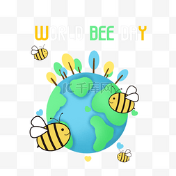 世界蜜蜂日图片_创意地球植物世界蜜蜂日