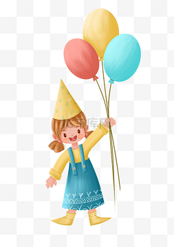 六一儿童节女孩拿气球