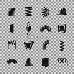 透明图标图片_钢弹簧螺旋线圈柔性钢丝弹簧形状