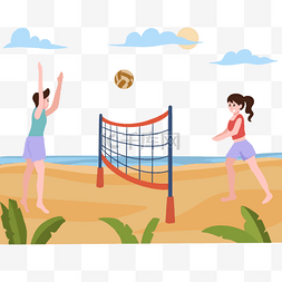 沙滩排球运动炎热夏季