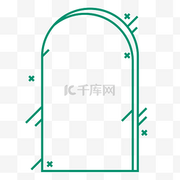 简约文字装饰线图片_蓝绿色极简拱形边框