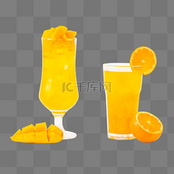 水果茶图片_橙汁芒果果汁鲜果茶