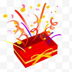 打开礼盒红色图片_打开的惊喜礼物盒