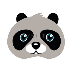 平面风格的熊猫动物嘉年华面具矢