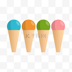 甜筒冰糕粉色绿色蓝色绘画