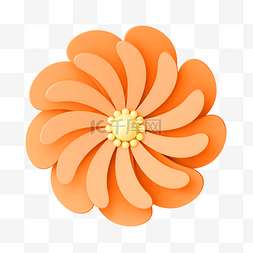 剪纸花朵图片_橙色C4D立体唯美植物剪纸花朵