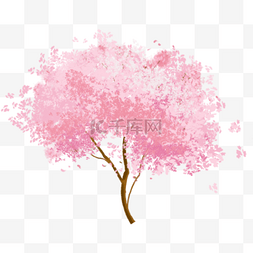 治愈清晰唯美图片_手绘唯美樱花树元素