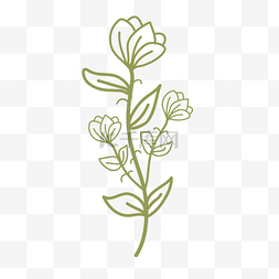 绿色线条花卉装饰图形