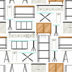室内和家具图案带架子橱柜和桌子