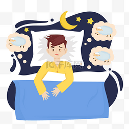 睡眠图片_失眠男孩睡不着数绵羊