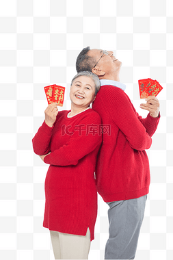 过年夫妻手拿红包