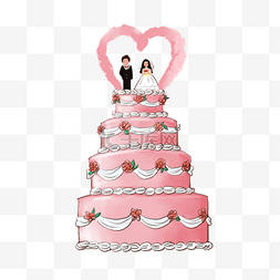 卡通多层蛋糕图片_粉色婚礼蛋糕