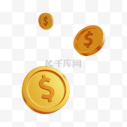 钱图片_3D立体C4D金融装饰金币