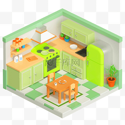 家居立体图片_3DC4D立体房间室内设计厨房家居