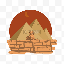 大山剪影图片_埃及狮身人面像与金字塔遗址