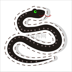 椎骨突出图片_可爱有趣的黑色毒蛇，带有突出的