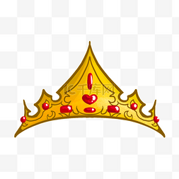 镶嵌红宝石的三角形卡通金色皇冠