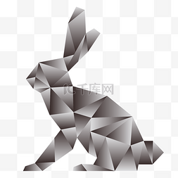 国潮创意字体图片_兔年银色金属兔子