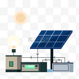 插画绿色图片_太阳能电池板电池变电器环保绿色