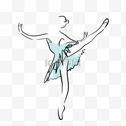 抽象线条画女性芭蕾舞薄荷绿