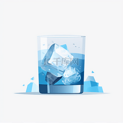 冰块图片_蓝色夏季清凉冰水