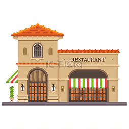 意大利肉酱面图片_餐厅的建筑。意大利的比萨饼和意