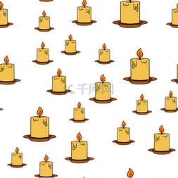 火焰蜡烛无缝图案厚蜡或石蜡蜡烛