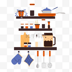 矢量扁平咖啡设备图片_厨房商务厨具插画