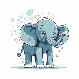 鼻子在喷水的大象