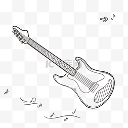 线稿生日涂鸦卡通电吉他