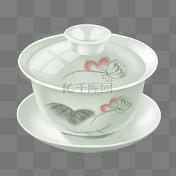 瓷器线稿图片_中式器具茶碗茶艺中国风瓷器茶杯