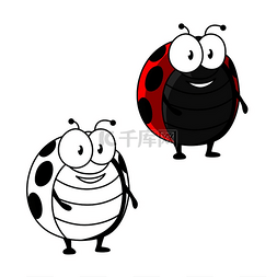 瓢虫可爱图片_卡通红色瓢虫或瓢虫昆虫角色，机