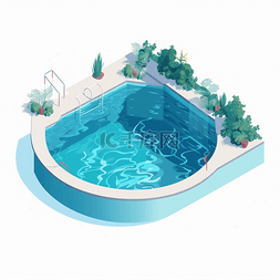 游泳图片_蓝色卡通夏季泳池