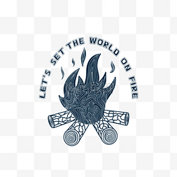 篝火堆旅行主题徽章复古涂鸦
