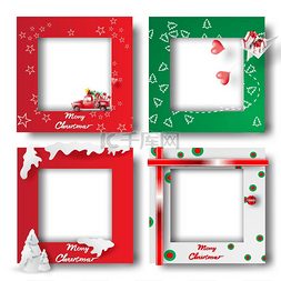 冬季创意设计图片_圣诞快乐和新年快乐边框照片设计