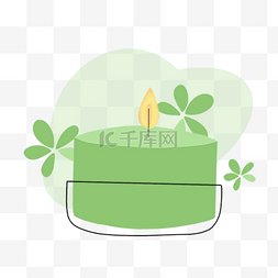 蜡烛熏香花草绿色图片绘画