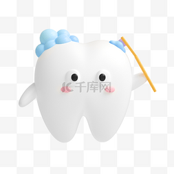 口腔口腔图片_白色3D立体卡通牙齿模型