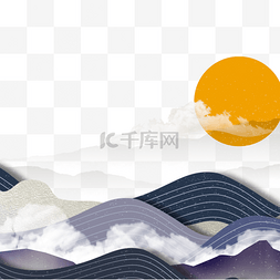 太阳下的蓝色山脉韩国商务边框