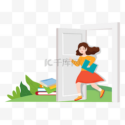 开门红主题图片_打开门奔跑的女孩