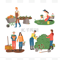 卡通农业种植图片_农业人种植和收获农业