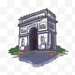 地标巴黎图片_凯旋门法国建筑水彩