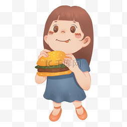 小女孩小女孩表情图片_小女孩吃汉堡吃货表情包