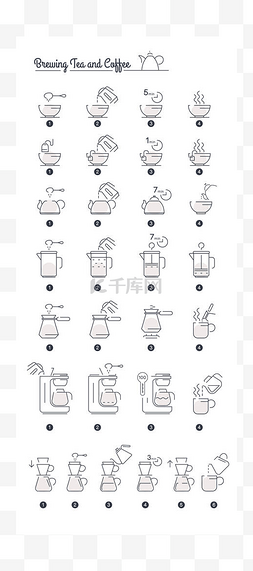 it步骤图片_咖啡和茶的制作步骤和指示向量