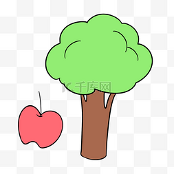 卡通手绘可爱苹果树水彩剪贴画